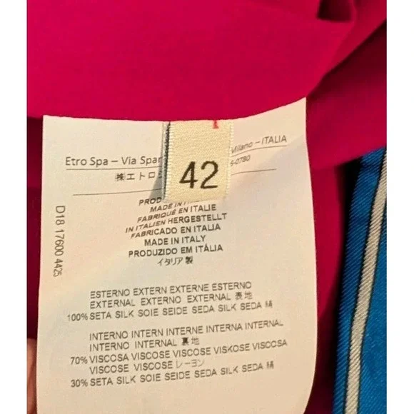 ETRO $2420 Colorful Multi-Print Silk Blazer Luxury Italian 42/6 Rare Artsy NWT - Picture 8 of 16